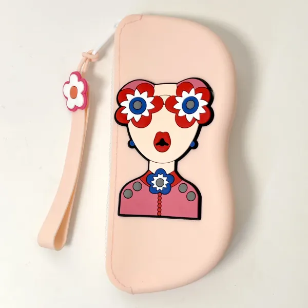 Design Cartoon Lady Wristlet Pouch in Sky Blue Clutches - 14