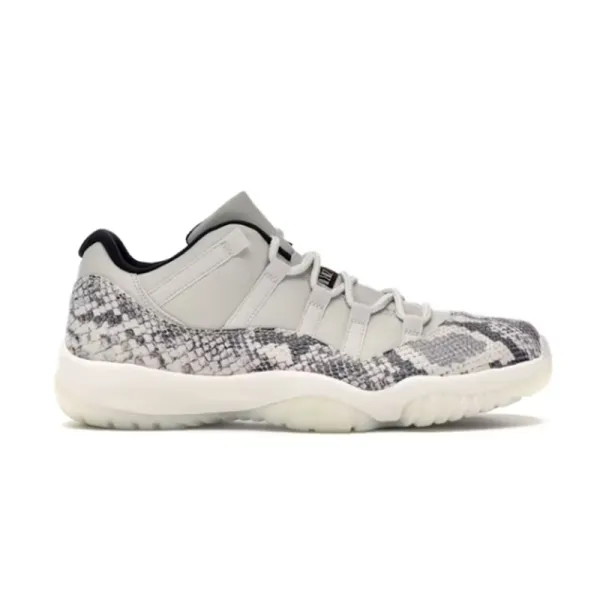Air Jordan 11 Low Snake Print White Sneakers Basketball Shoes - 1
