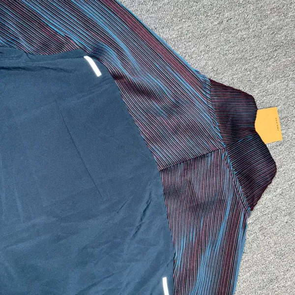 Nike Running Jacket Navy and Burgundy Striped Long-Sleeve Zip-Up Outerwear - 11