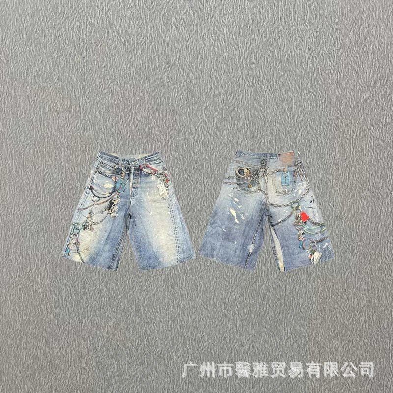 Design Wide-Leg Distressed Jeans with Contrast Pocket Accents Blue - 20