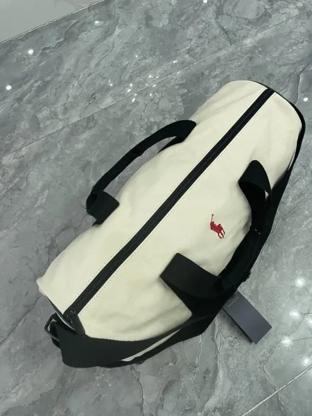Polo Ralph Lauren Canvas Duffle Bag Beige and Black Travel Bag - 18