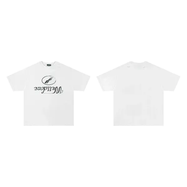 Design Welldone Double Logo Pixelated Print Black T-Shirt T-Shirts - 23