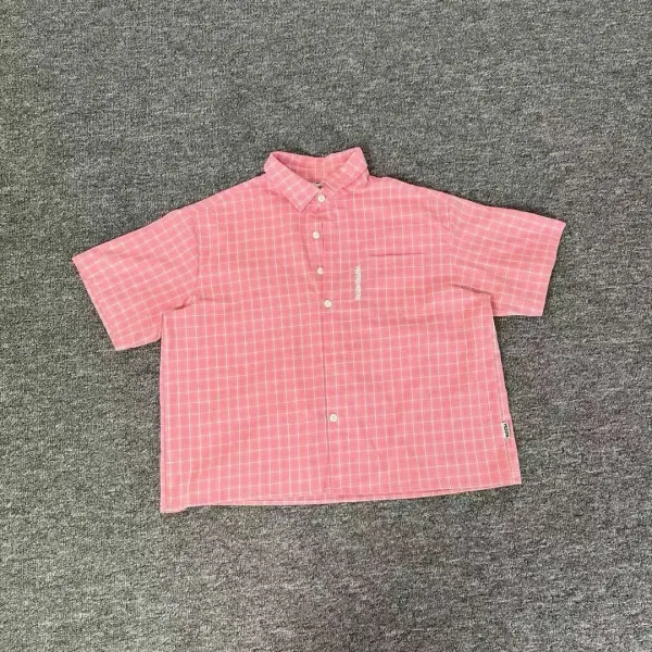 Design Pink Grid Check Short-Sleeve Shirt - 1