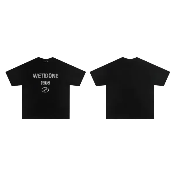 Design Welldone Double Logo Pixelated Print Black T-Shirt T-Shirts - 29