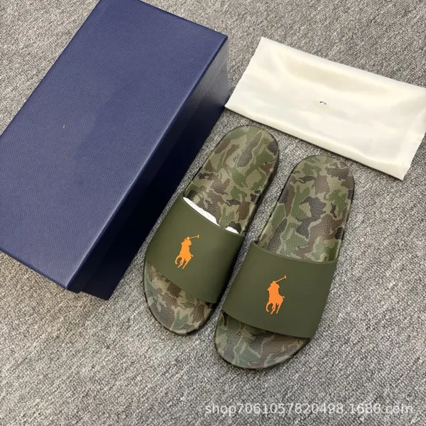 Polo Ralph Lauren Camo Slide Sandals Army Green Slippers - 1