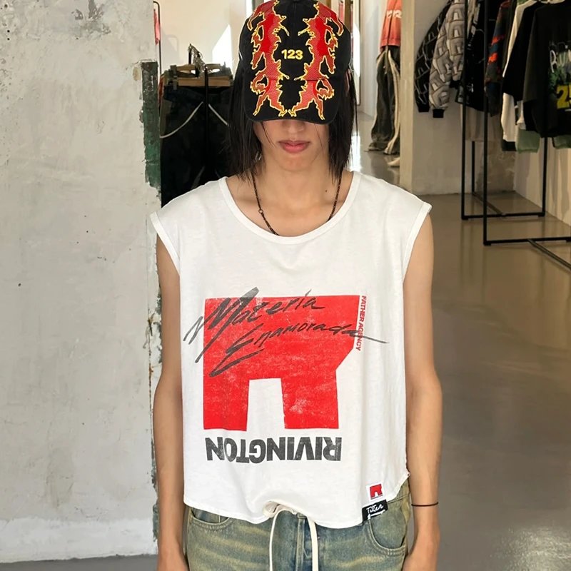 Design Rivington x Father Age NCY Distressed Graphic Sleeveless Top Black Vest Top - 5