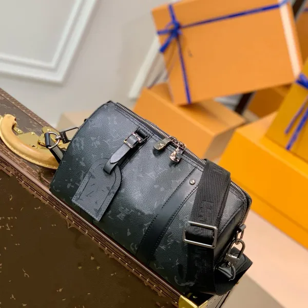 Louis Vuitton Keepall Bandoulière 45 Monogram Eclipse Black Travel Bag - 1