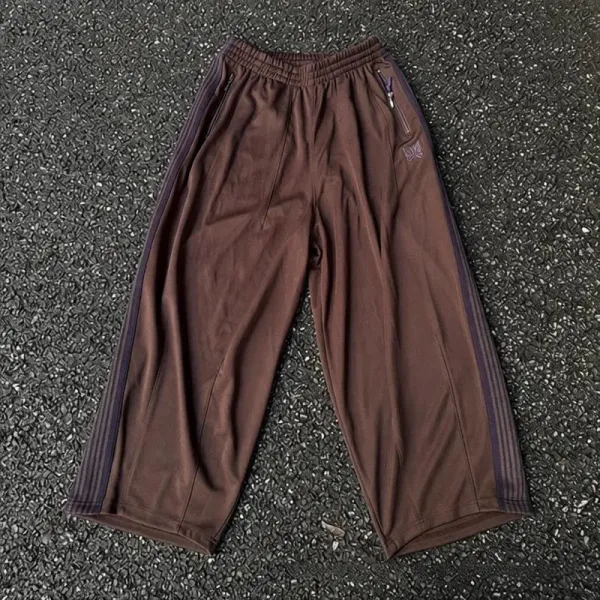 Adidas Originals Track Pants Brown with Purple Stripes - 1