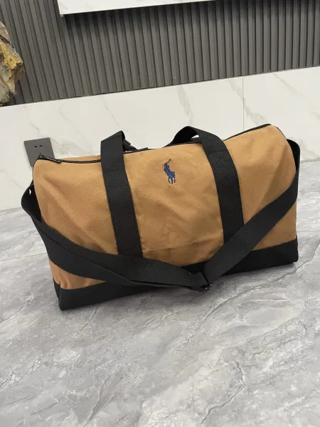 Polo Ralph Lauren Canvas Duffle Bag Beige and Black Travel Bag - 1