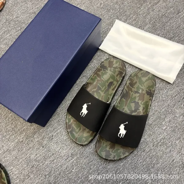 Polo Ralph Lauren Camo Slide Sandals Army Green Slippers - 3