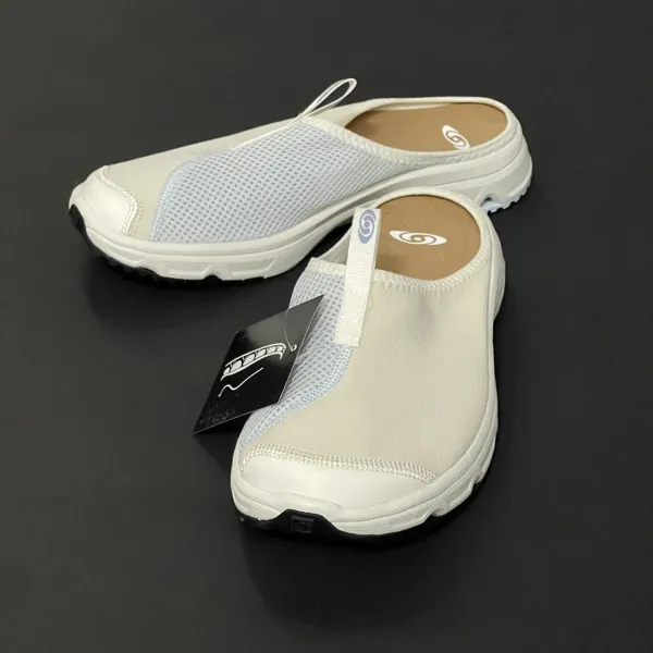 Design Gingham Check Slip-On Mules White Green Casual Shoes - 8
