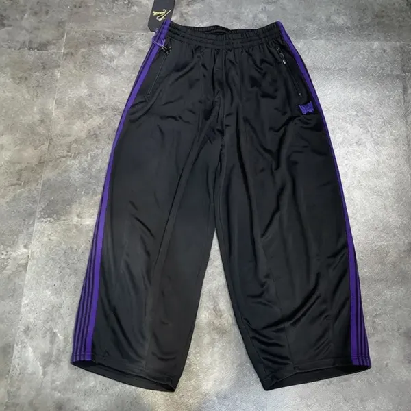 Purple Brand Track Pants Black with Purple Stripes Sweatpants - 1