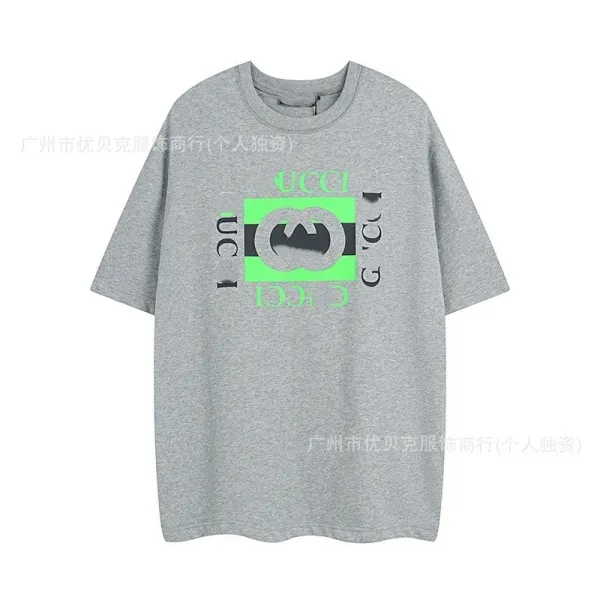 Gucci Logo Print Oversized T-Shirt Gray - 1