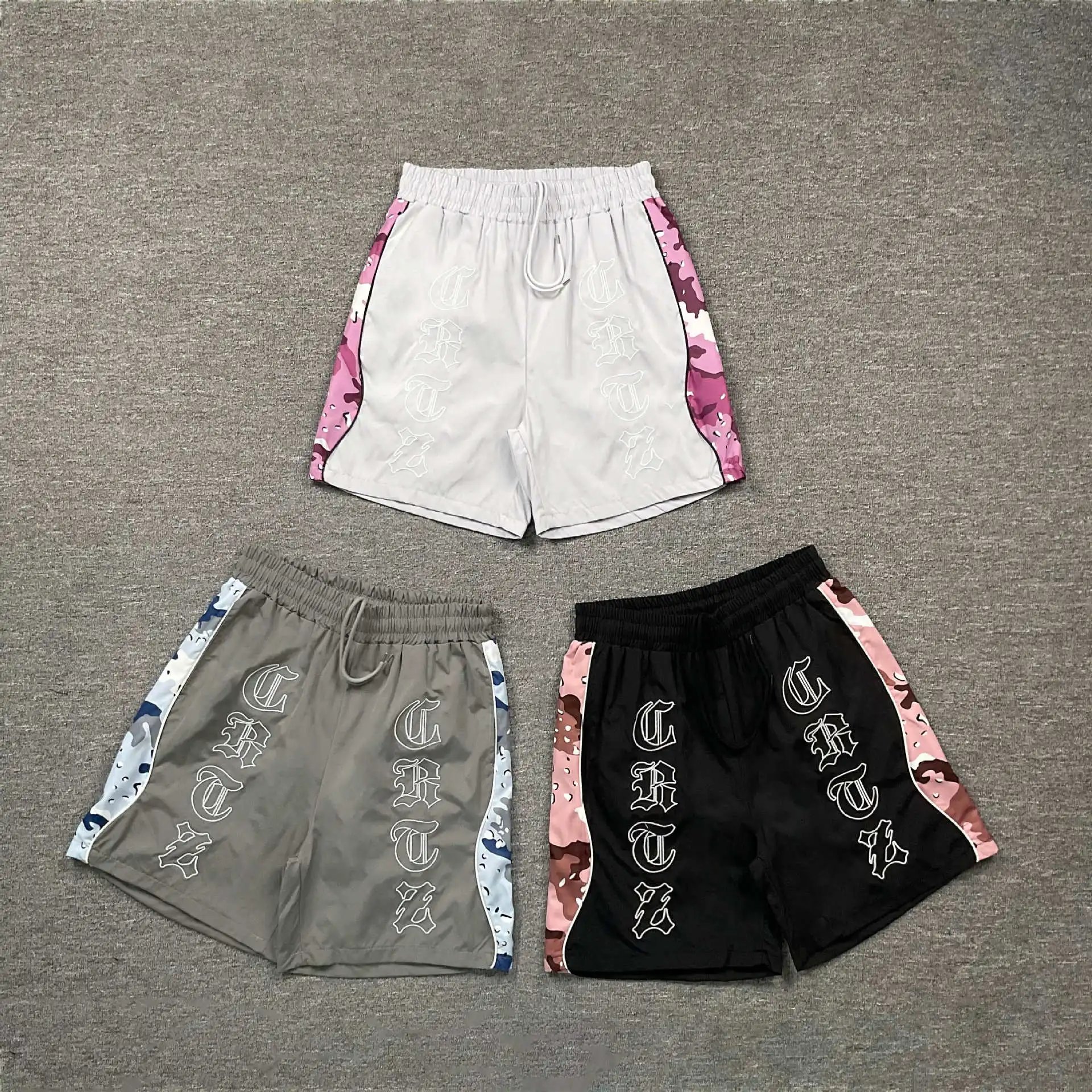 Corteiz Camo Side-Stripe Shorts Gray - 3