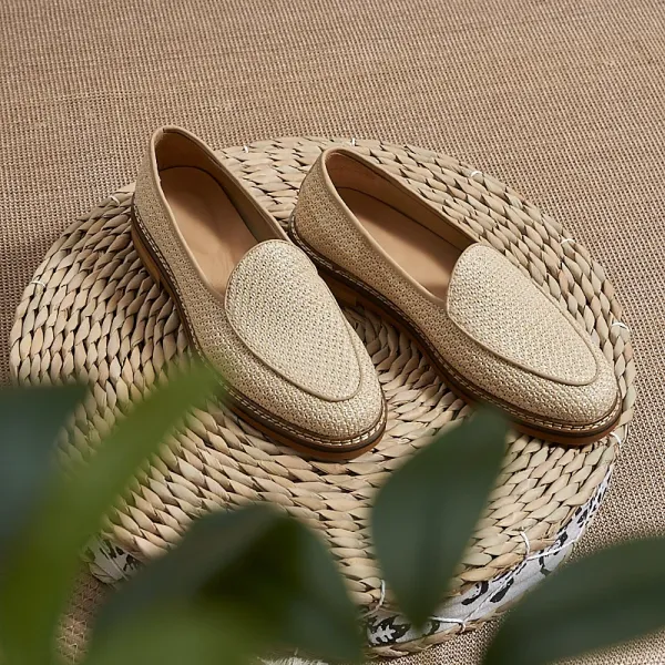 Design Suede Loafers Brown with Contrast Stitching Casual Shoes - 14