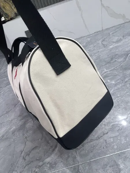 Polo Ralph Lauren Canvas Duffle Bag Beige and Black Travel Bag - 17
