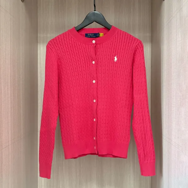 Polo Ralph Lauren Cable Knit Cardigan Pink Sweater - 1