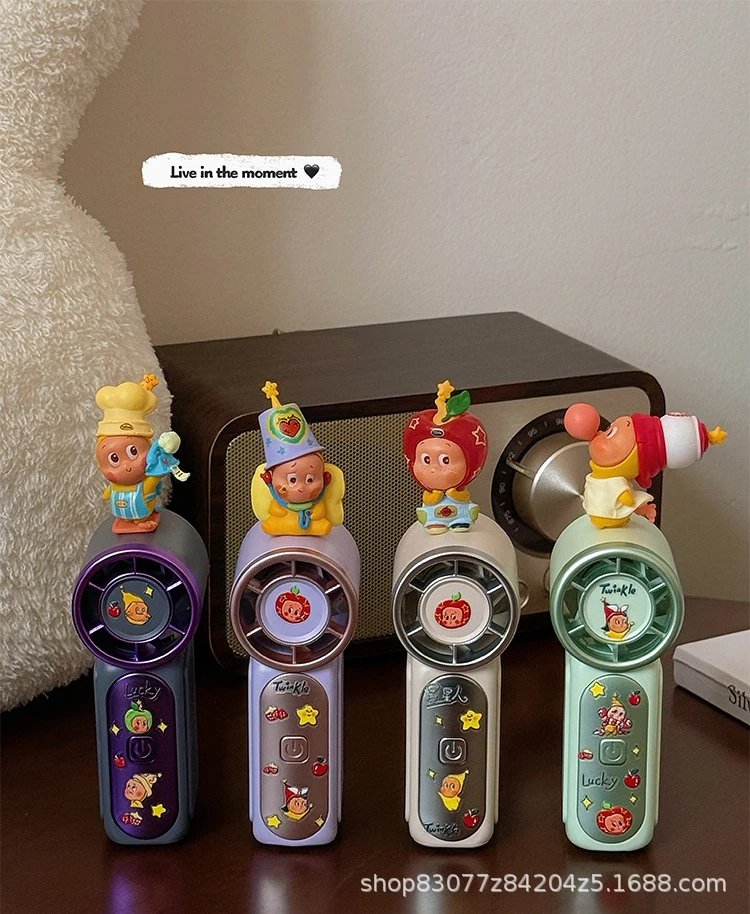 Design Portable Mini Fan with Cartoon Figurine Decor Green Electronics - 2