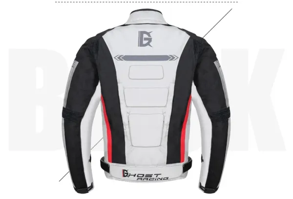 Design Ghost Racing Motorcycle Jacket and Pants Set Gray Black Red Sets - 19