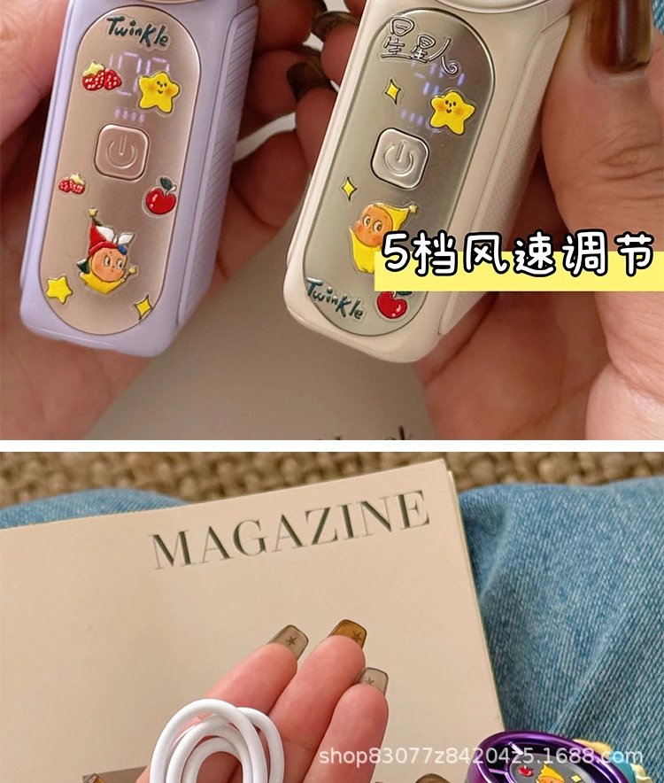 Design Portable Mini Fan with Cartoon Figurine Decor Green Electronics - 8