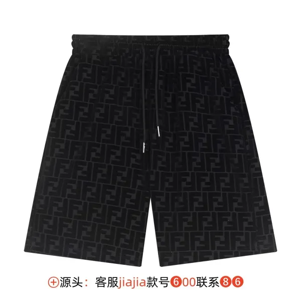 Fendi FF Monogram Velvet Shorts Black - 1