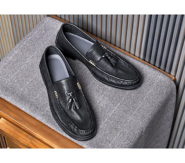 Design Brown Tassel Loafer Leather Slip-On Casual Shoes Loafers - 11