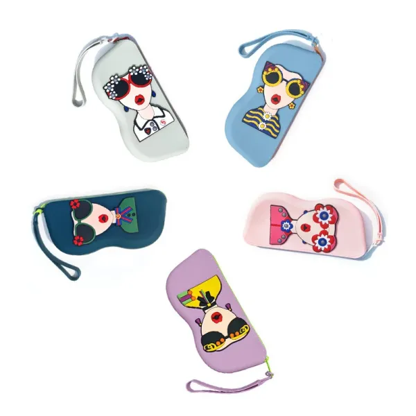 Design Cartoon Lady Wristlet Pouch in Sky Blue Clutches - 9