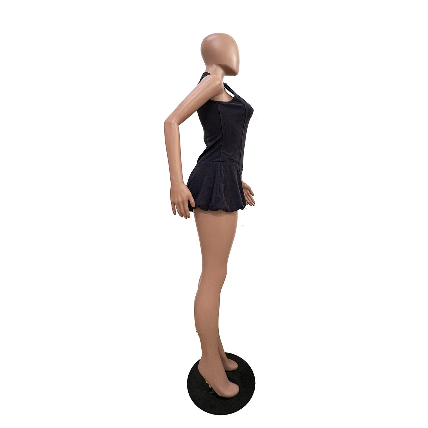 Design Ribbed V-Neck Romper Navy Blue Set - 15