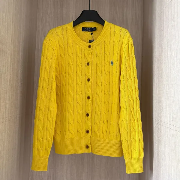 Polo Ralph Lauren Cable Knit Cardigan Yellow Sweater - 1