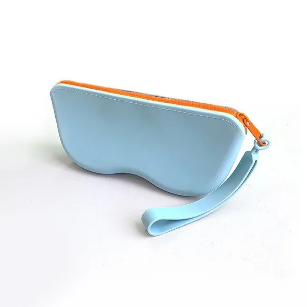 Design Eyewear Case Light Blue with Orange Zipper Clutch Clutches - 1