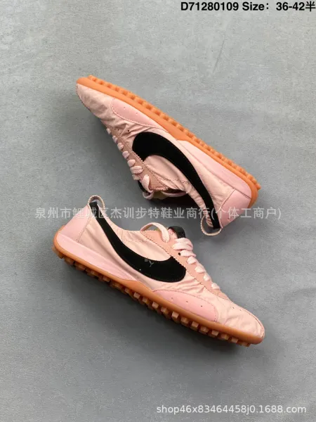 Nike Waffle Racer Pink Black Orange Sneakers Running Shoes - 1