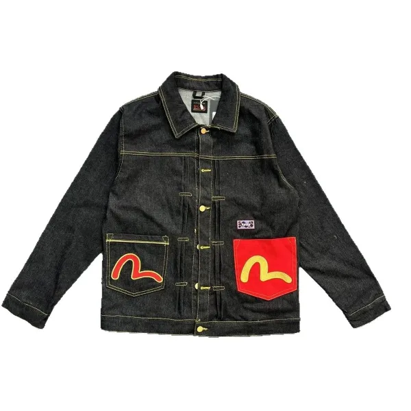 Evisu Horse Embroidery Denim Jacket Black - 6