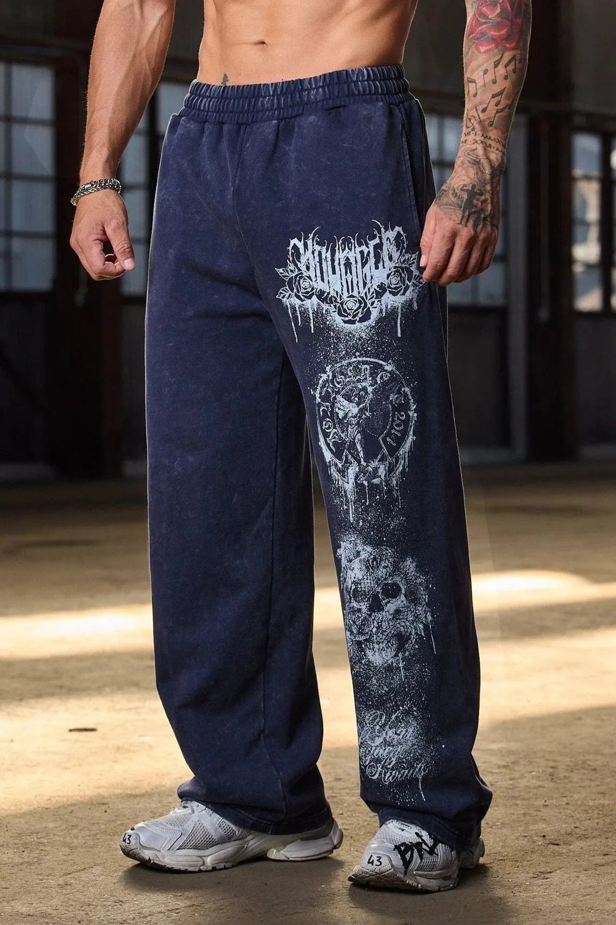 Hellstar Skull Graphic Navy Sweatpants - 7