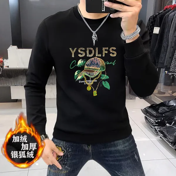 Design YSDLFS Embroidered Graphic Hoodie Black - 1