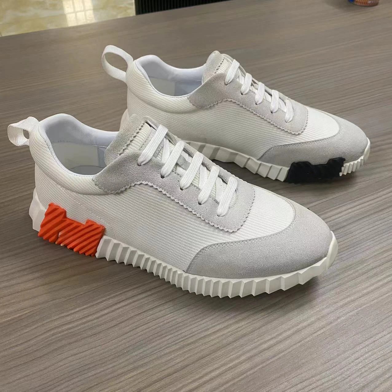Design Chunky Sole Mesh Sneakers with Color-Block Heel Tab