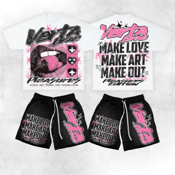 Design Vento Bae Pleasures Edition T-Shirt and Shorts Set White / Black Sets - 1