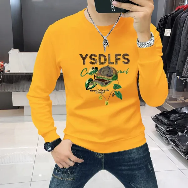 Design YSDLFS Graphic Print Long Sleeve T-Shirt Orange - 1