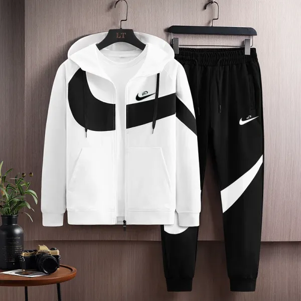 Nike Sportswear Heritage Hoodie and Jogger Set White / Black Tracksuit - 1