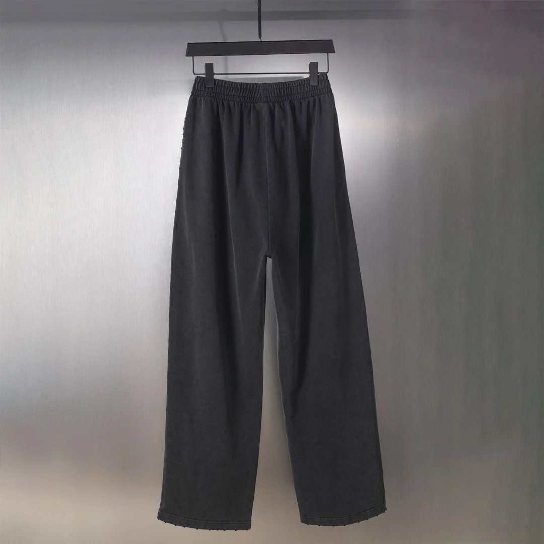Design Printed Wide-Leg Sweatpants with Distressed Ink Wash White - 32
