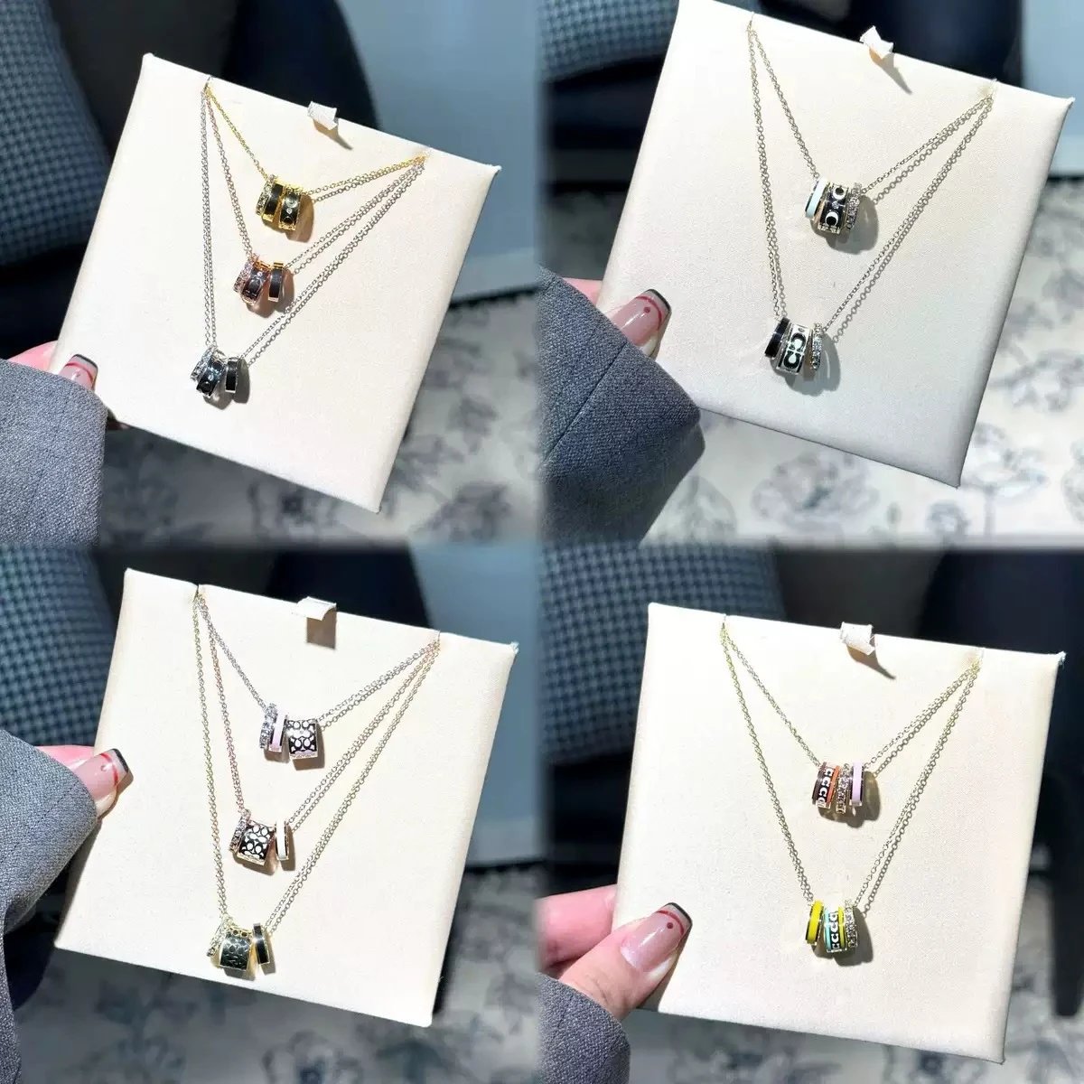 COA Jewelry Three-Ring Enamel Pendant Necklace image 4