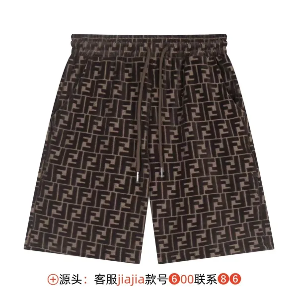 Fendi FF Logo Velvet Shorts Brown - 1
