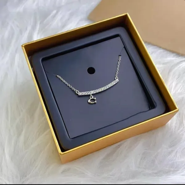 Coach C-Logo Bar Necklace Silver Jewelry - 1