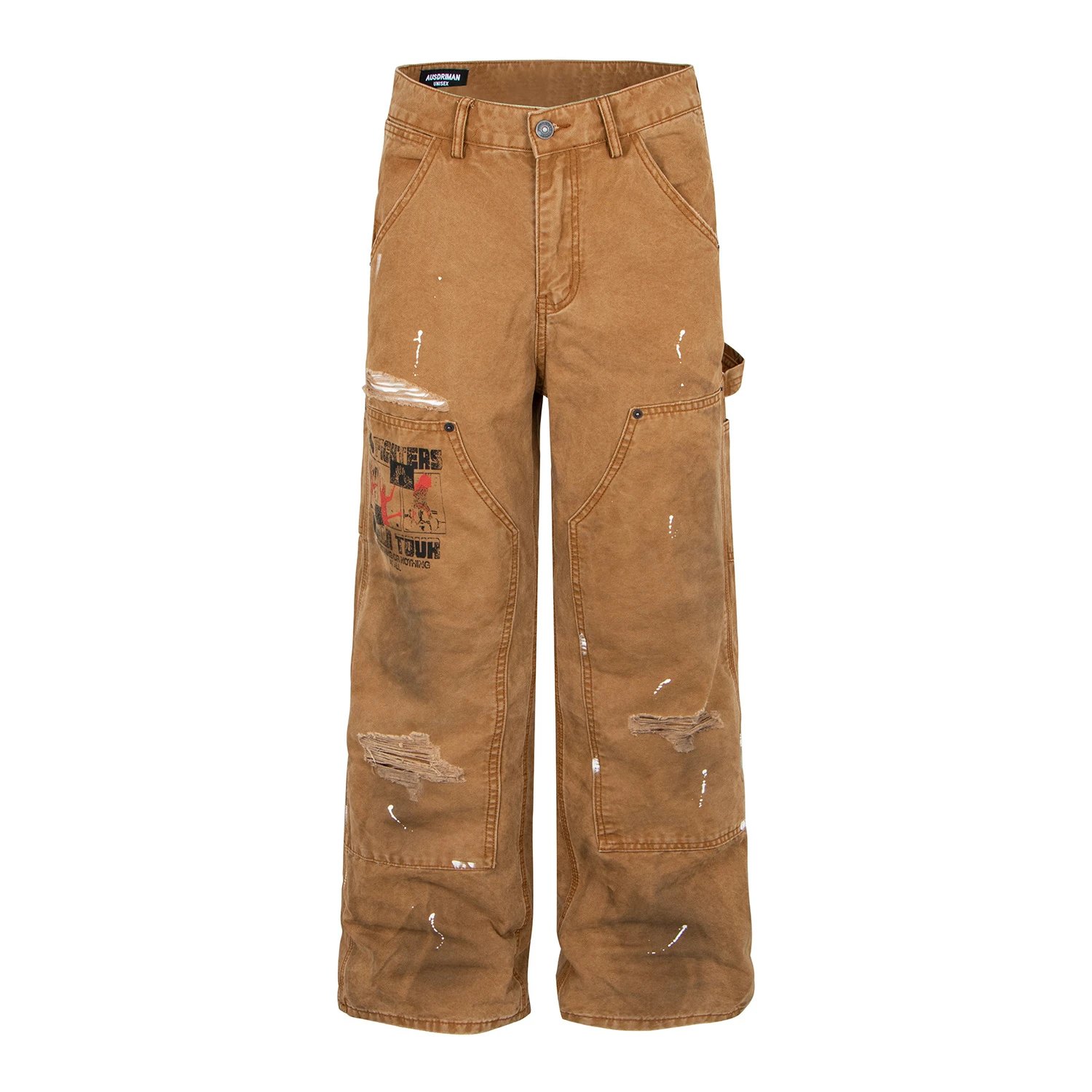 Design Ausdrman Distressed Cargo Pants Brown Pants