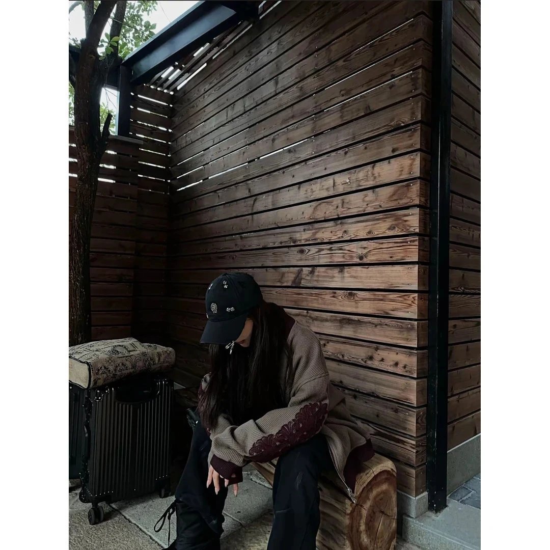 Design LOGR Waffle Knit Jacket with Ornamental Embroidery Beige and Navy Outerwear Outerwear Jacket - 5