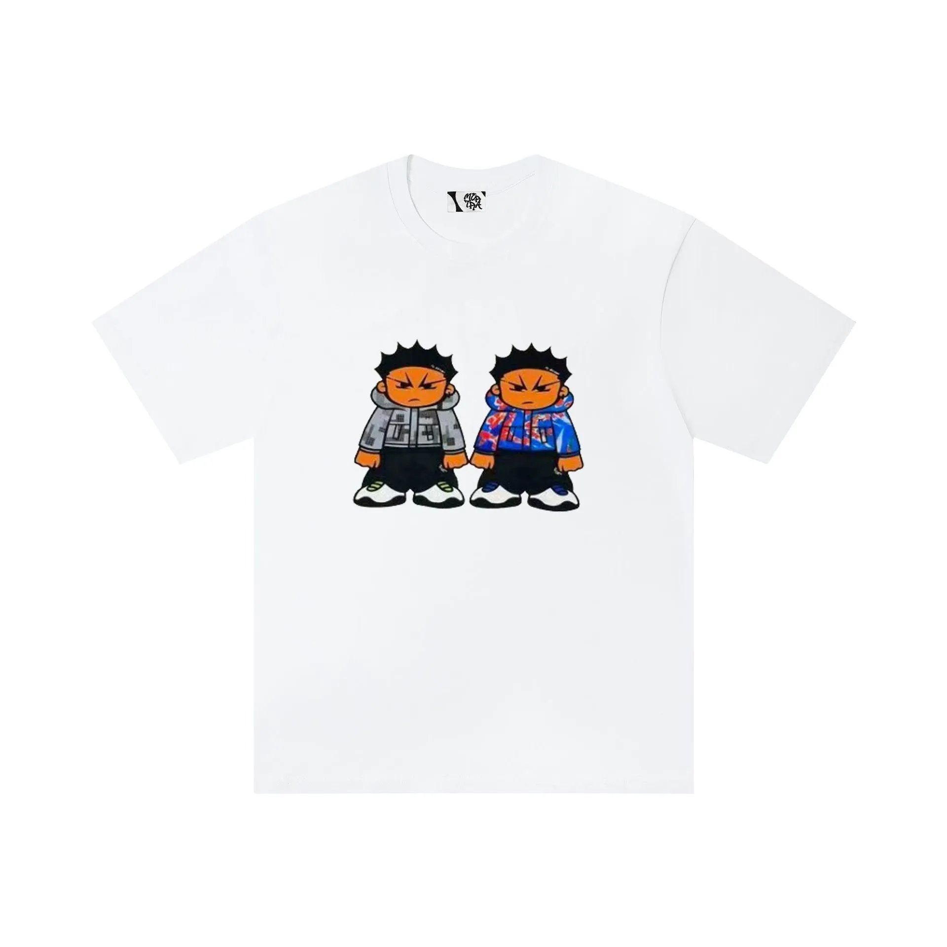 Design Two Characters Graphic Print Black T-Shirt - 23