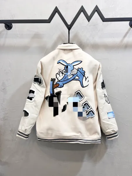 Design Varsity Jacket Green and White Embroidered Graphic Outerwear - 3