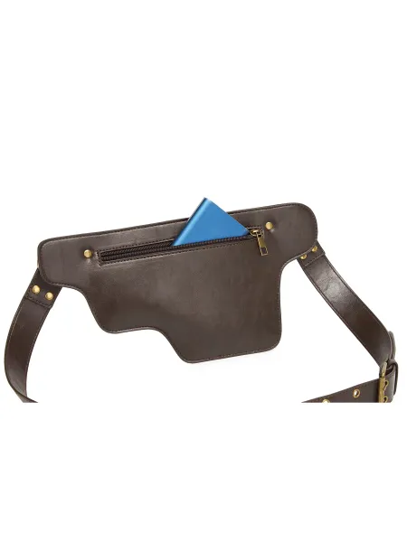 Design Embossed Floral Gray Leather Belt Bag - 39