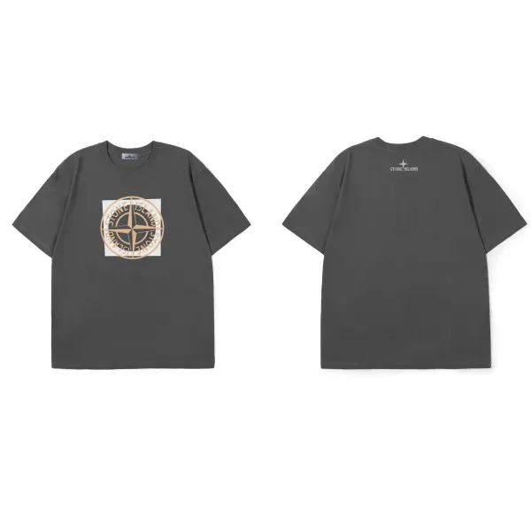 Stone Island Compass Logo T-Shirt Charcoal Gray T-Shirt - 1