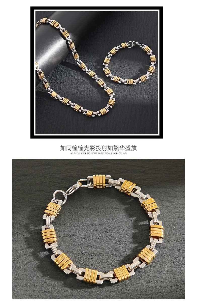 Design Two-Tone Link Bracelet Gold and Silver Bracelet Jewelry - 11