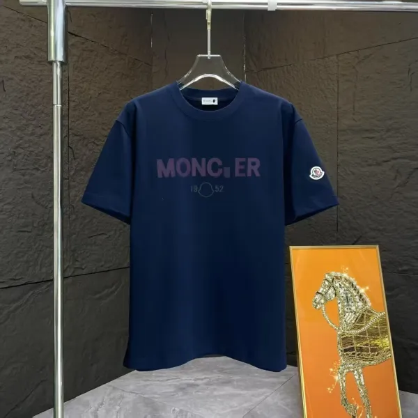 Moncler Logo Print Navy T-Shirt - 4